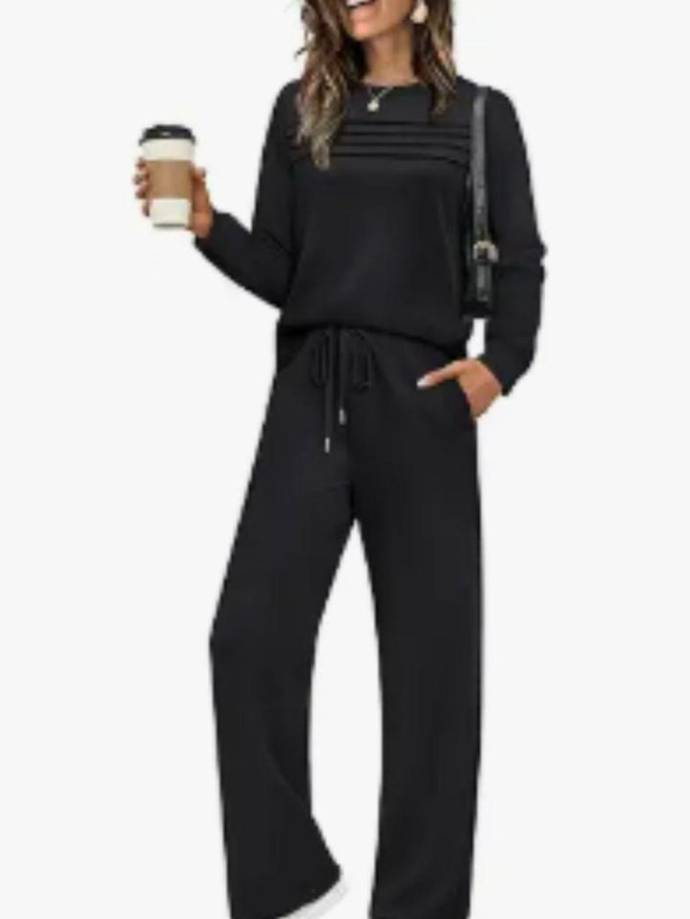 Black Wide Leg Lounge Set